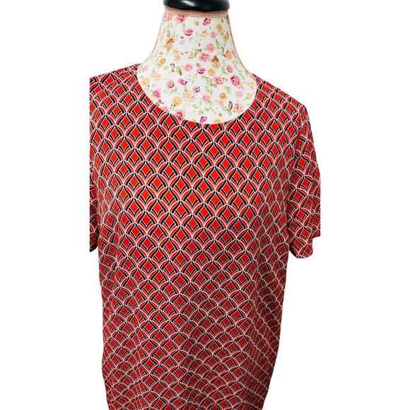 🔴 The Limited L Red Geo Print Dress Tall Retro Mod 70s Style Workwear Chic - Picture 2 of 4